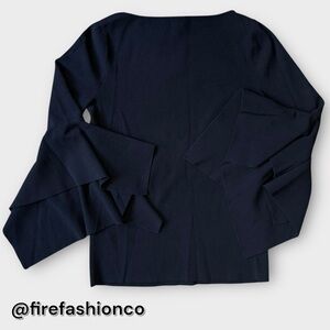 Banana Republic Navy Blue Sweater Medium Wide Neck Preppy Classic Chic